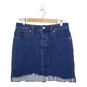 Madewell Frayed Hem Denim Miniskirt